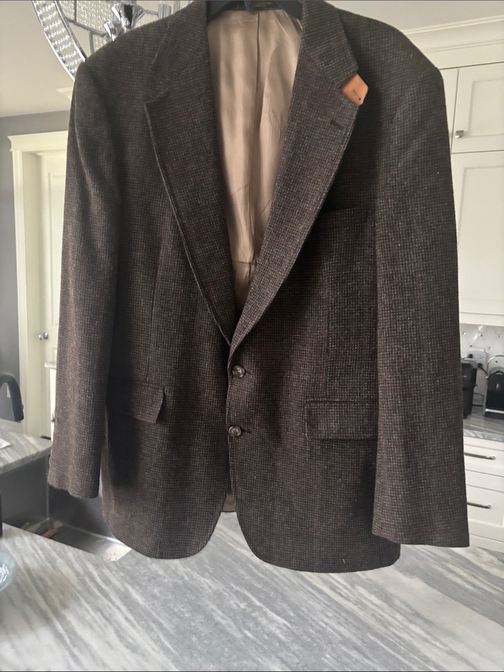 Evan Picone Brown Tweed Two-Button Sport Coat size 41R VINTAGE 1970s HIPSTER